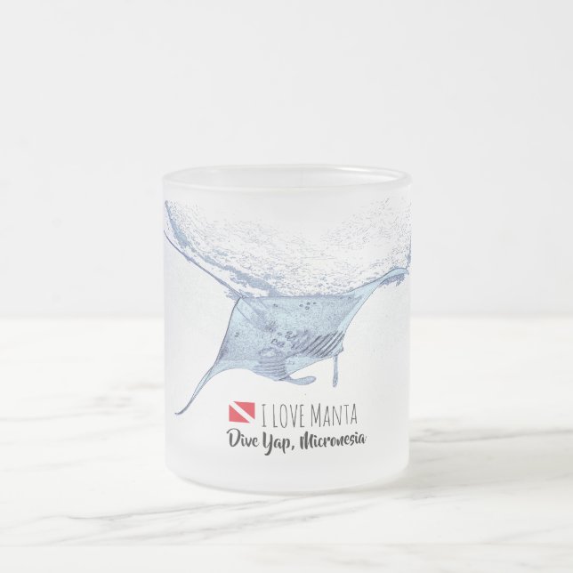 Manta-ray-Silhouette Mattglastasse (Mittel)