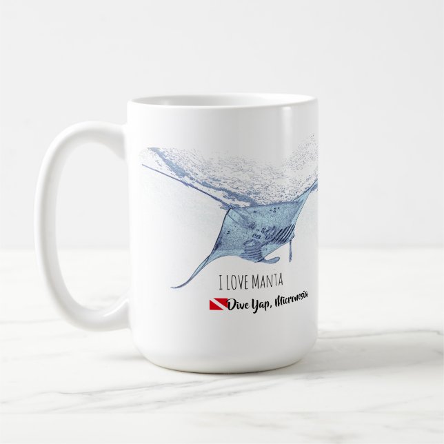 Manta Ray Silhouette mattierte Tasse (Links)