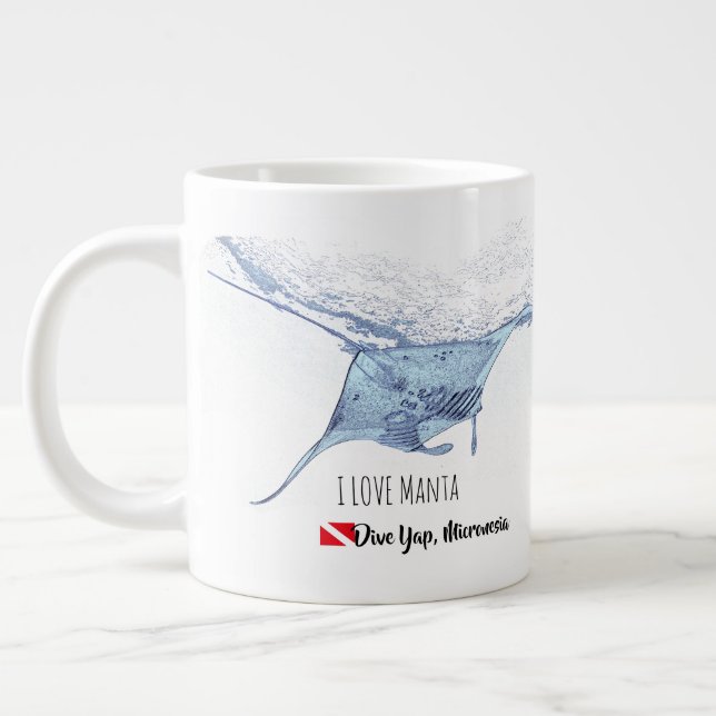 Manta Ray Silhouette mattierte Tasse (Links)