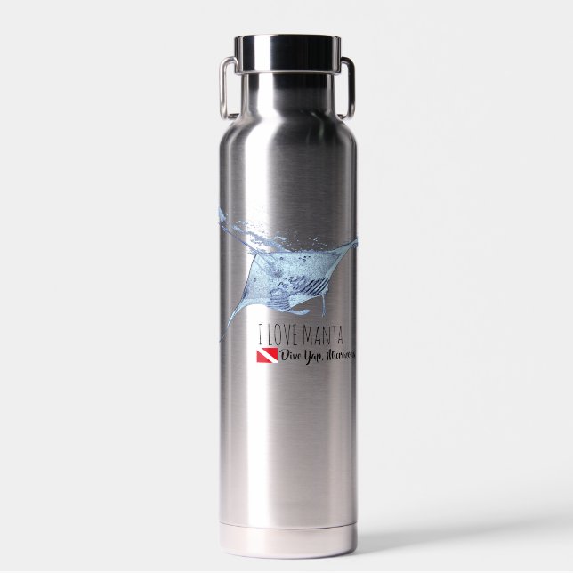 Manta Ray Silhouette mattierte Tasse Trinkflasche (Vorne)