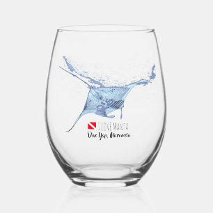Manta Ray Silhouette mattierte Tasse Weinglas Ohne Stiel