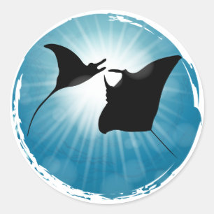 Manta Ray Underwater Aquatic Life Runder Aufkleber
