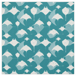 Manta Rays and Stingray Aquamarin Blau und Weiß Stoff