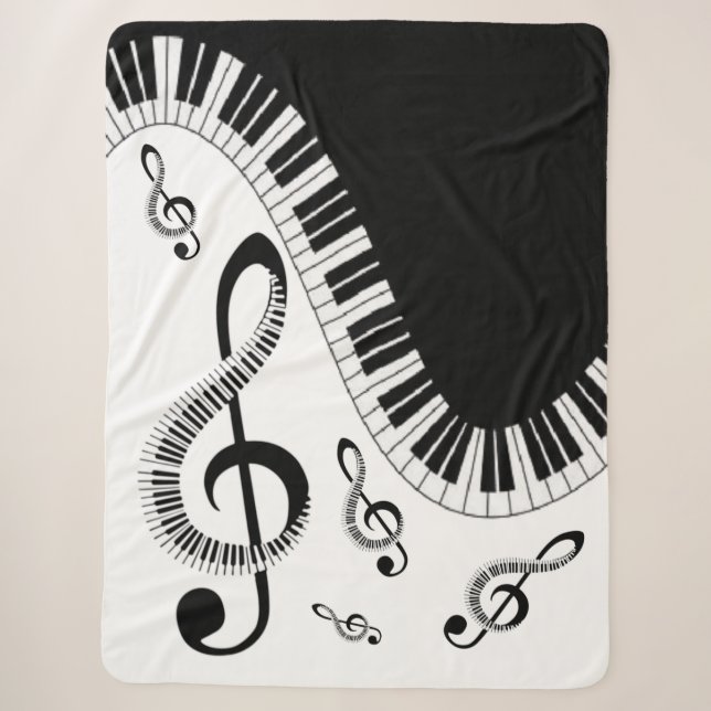 Manta sherpa con piano y notas musicales sherpadecke (Vorderseite)