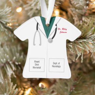 Manteau blanc Vert écaillettes Docteur Ornement de