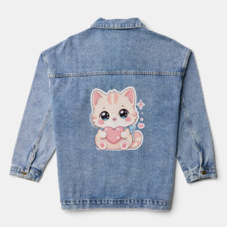 Manteau pour femmes Kawaii Pastel Cat Heart Mignon