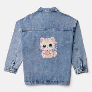 Manteau pour femmes Kawaii Pastel Cat Heart Mignon