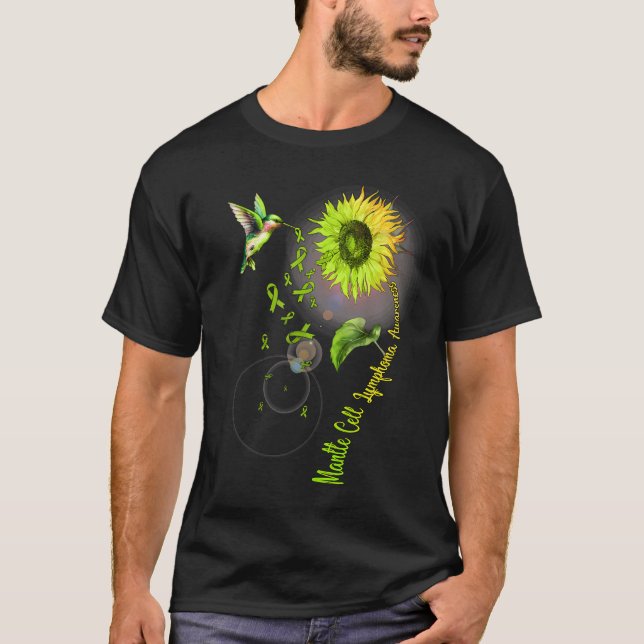 Mantellymphom Sonnenblume Hummingvogel T-Shirt (Vorderseite)