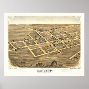 Manteno, panoramische Karte IL - 1869 Poster
