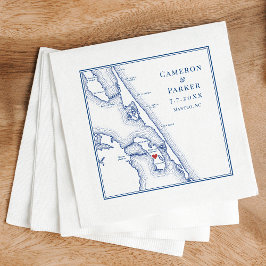 Manteo NC Äußere Banken OBX Navy Elegante Hochzeit Serviette