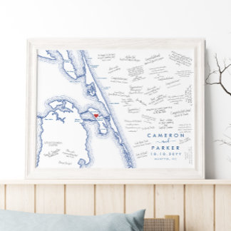 Manteo NC Mariage Moderne Poster du livre d'or