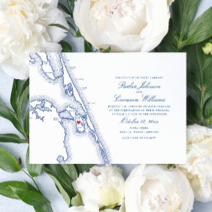 Manteo NC OBX Karte Elegante Hochzeit der Marine