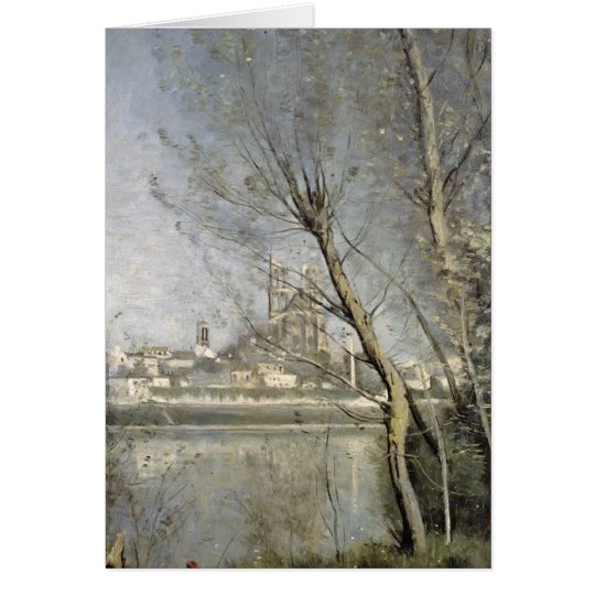 Mantes, Ansicht der Kathedrale und der Stadt Karte