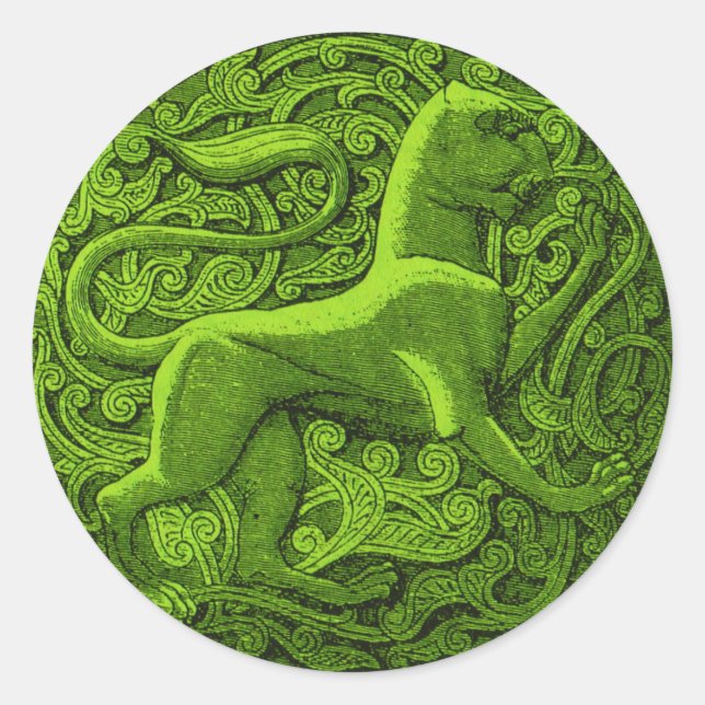 Manticore in grün runder aufkleber (Vorderseite)