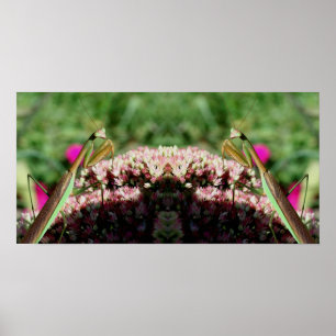 Mantis auf der Blume auf dem Meer Abstrakt beten Poster