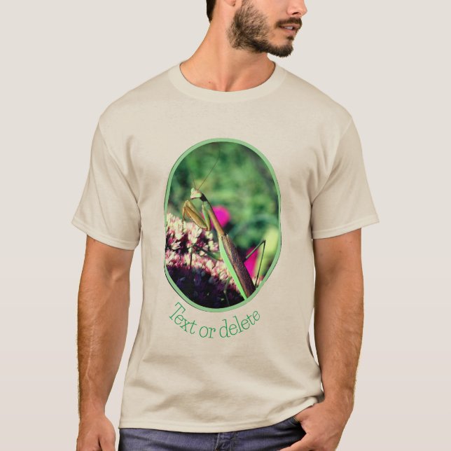 Mantis auf der Blume auf dem Meer Personalisiert T-Shirt (Vorderseite)