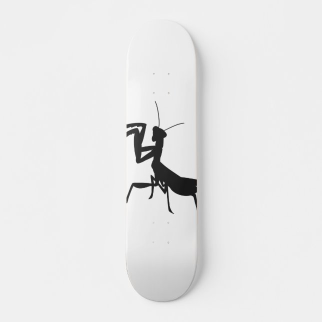Mantis in Silhouette - Hintergrundfarbe auswählen Skateboard (Vorne)