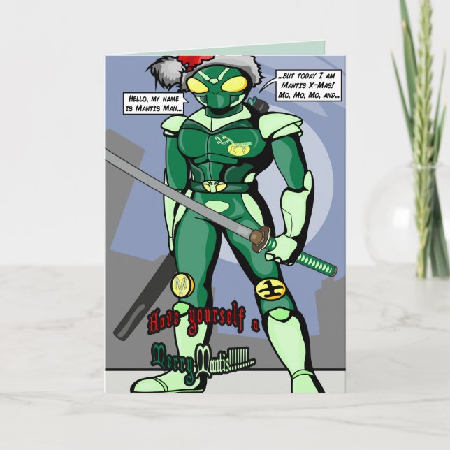 Mantis Man - Carte de vœux Merry Mantis (Devant)