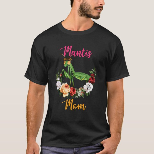 Mantis Mom Floral Mantis Bow Tie Lover Mother's Da T-Shirt (Vorderseite)