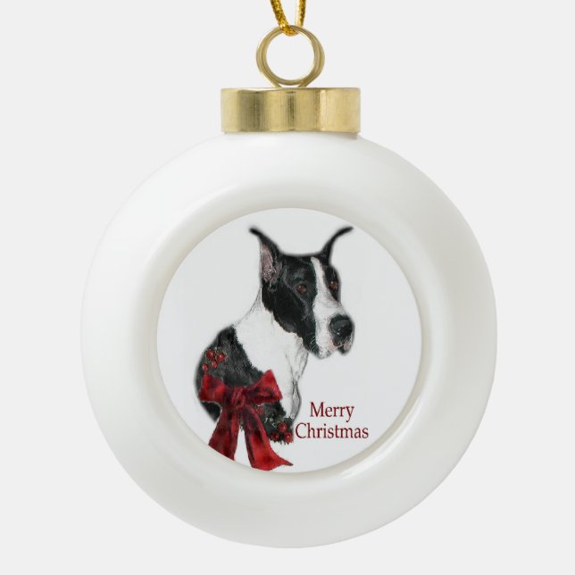 Mantle Great Dane Weihnachten Keramik Kugel-Ornament (Vorderseite)