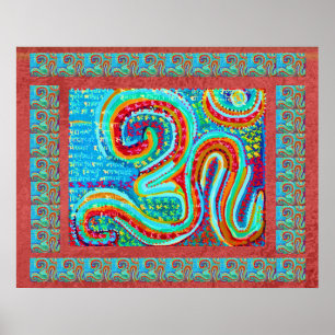 MANTRA: 108 Mal Heiliger Roter Hintergrund Poster