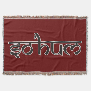 Mantra SO HUM - flache schwarz-weiße Kontur Decke
