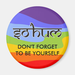 Mantra SO HUM - flache schwarz-weiße Kontur Magnet