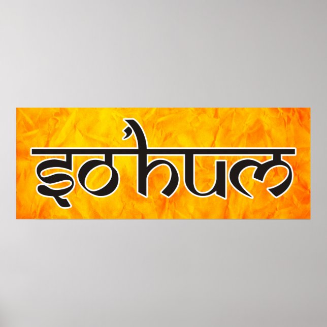 Mantra SO HUM - flache schwarz-weiße Kontur Poster (Vorne)