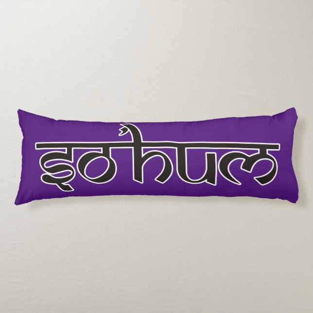 Mantra SO HUM - flache schwarz-weiße Kontur Seitenschläferkissen (Vorderseite)