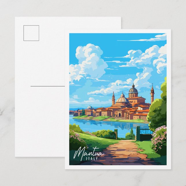 Mantua Italy Vintage Illustration Postkarte (Vorne/Hinten)
