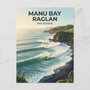Manu Bay, Raglan Surf Breaks Neuseeland Postkarte
