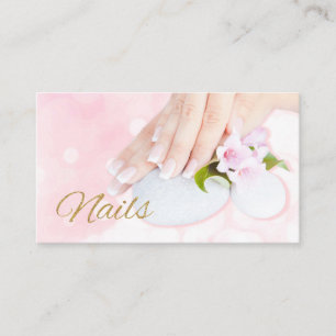 Manucure minimaliste Carte de visite ongles Or ros