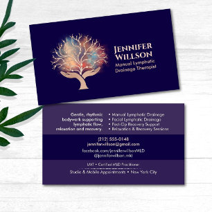 Manuelle Lymphdrainage-Therapeut Hände Baum Visitenkarte