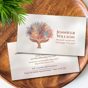 Manuelle Lymphdrainage-Therapeut Hände Baum Visitenkarte