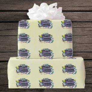 Manuelle Mid Century Purple Schreibmaschine Bücher Geschenkpapier