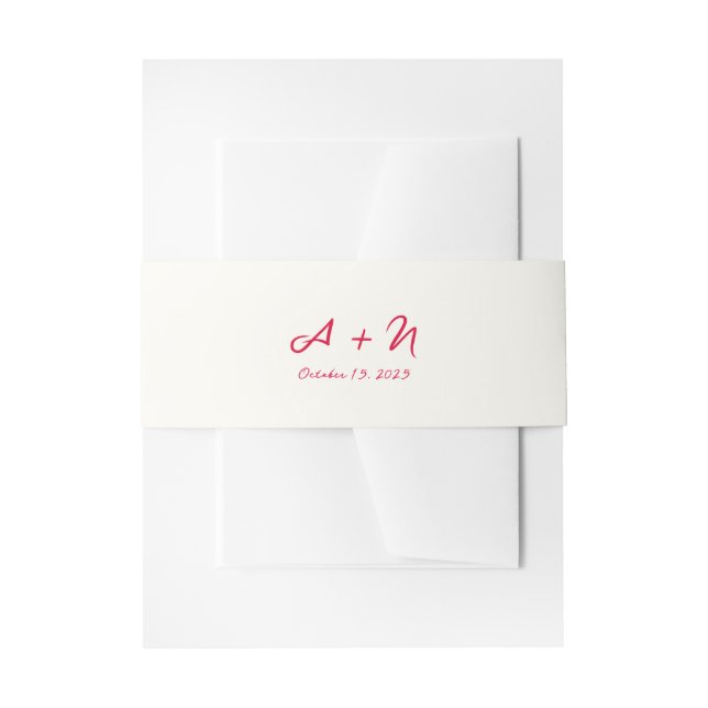 Manuelle Schreibschrift Mongram Hochzeit Einladungsbanderole (Vorderseite Beispiel)