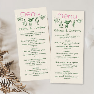 Manuelles Zeichnend Skript-Hochzeitsmenü Menükarte