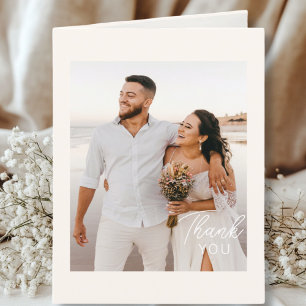 Manuscrit de mariage Merci 3 photos Elegant Beige