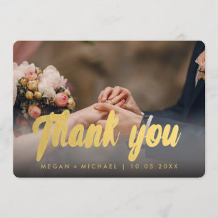 Manuscrit d'or de carte photo de Merci