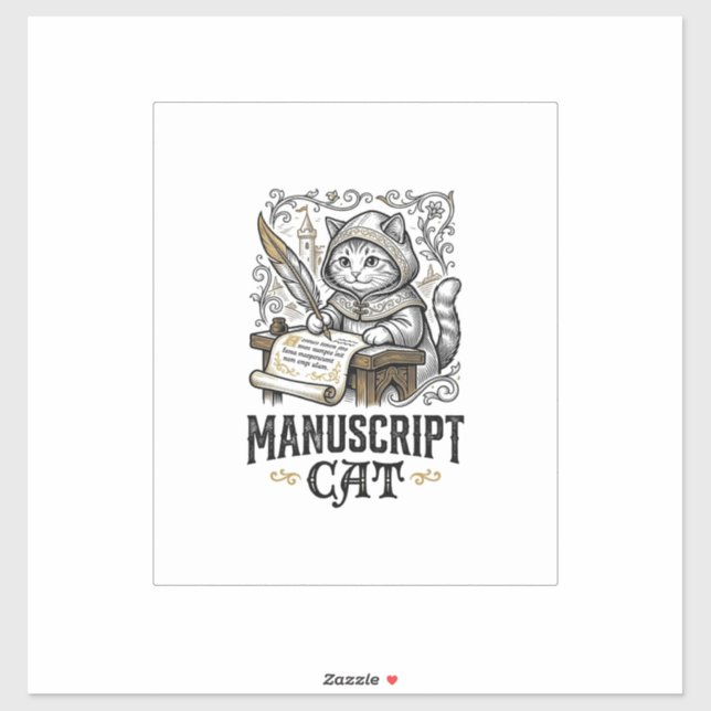 Manuskript Katze Mittelalterliche Manuskript Vinta Aufkleber (Blatt)