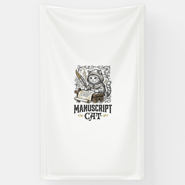 Manuskript Katze Mittelalterliche Manuskript Vinta Banner (Vertikal)