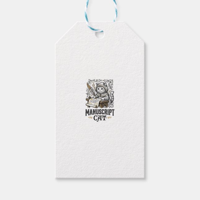 Manuskript Katze Mittelalterliche Manuskript Vinta Geschenkanhänger (Vorderseite)