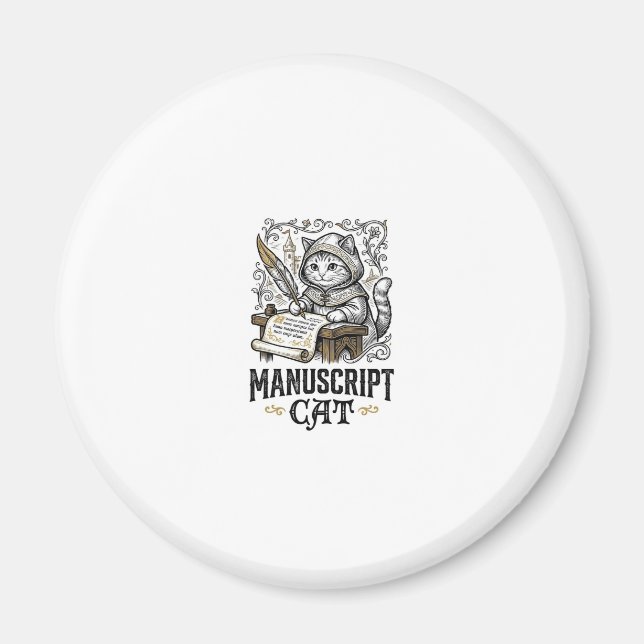 Manuskript Katze Mittelalterliche Manuskript Vinta Magnet (Vorne)