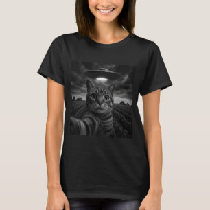Manx-Katze Selfie mit UFO T-Shirt