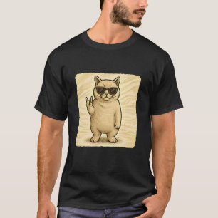 Manx-Katze Sonnenbrille Rockmusik Lustig Retro T-Shirt
