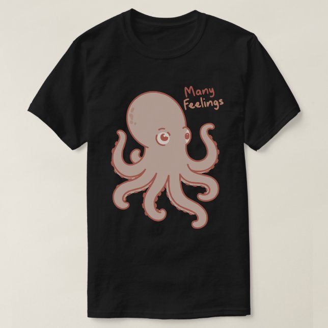 Many Feelings Cute Octopus Illustration T-Shirt (Design vorne)