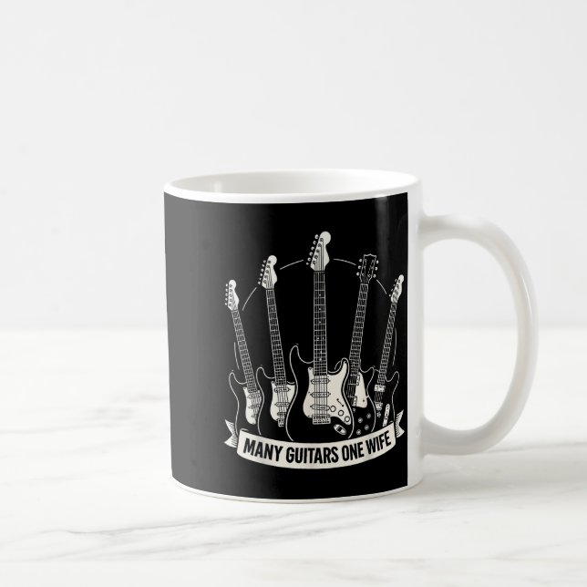 Many Guitars One Wife Funny Musician Guitarist Hum Kaffeetasse (Rechts)