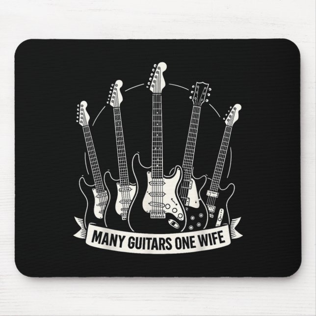 Many Guitars One Wife Funny Musician Guitarist Hum Mousepad (Vorne)