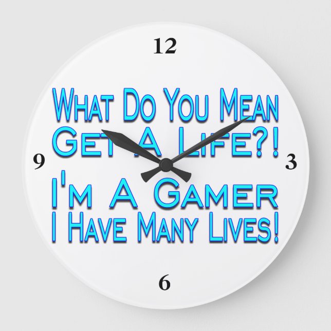 Many Lives Gamer Große Wanduhr (Vorderseite)