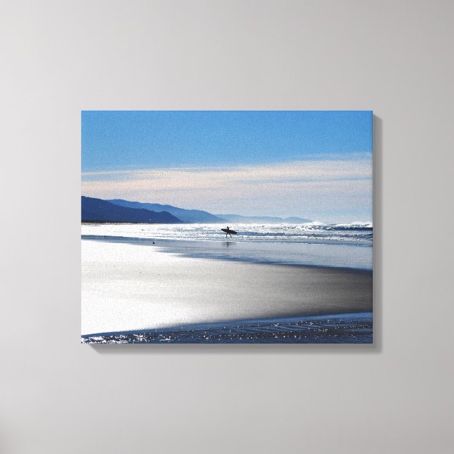 Manzanita Beach - Surfen in Oregon Leinwanddruck (Vorderseite)